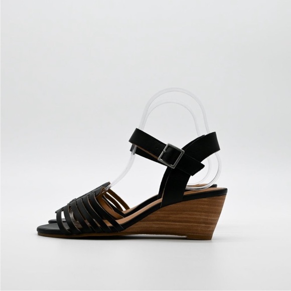 SUSINA Terra Wedge Sandal Black Quarter Strap - Picture 5 of 7